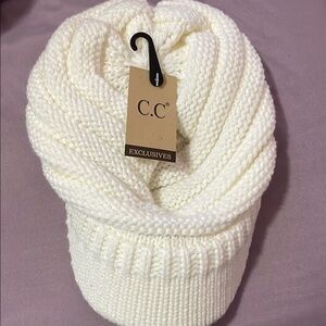 C.C Exclusives White Knit Beanie.  New never worn